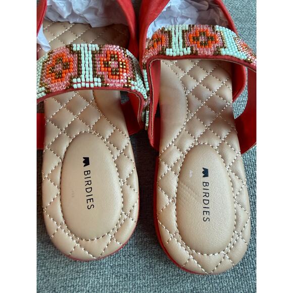 BIRDIES The Swan Flat Spice Cuff Slide Beaded Pointed Toe Suede Mule Sz 10.5 - Picture 6 of 11